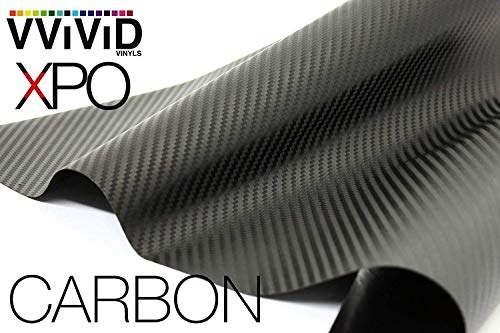 VViViD XPO Black Carbon Fiber 5ft x 1ft 8yr Car Wrap Vinyl Roll with Air Release