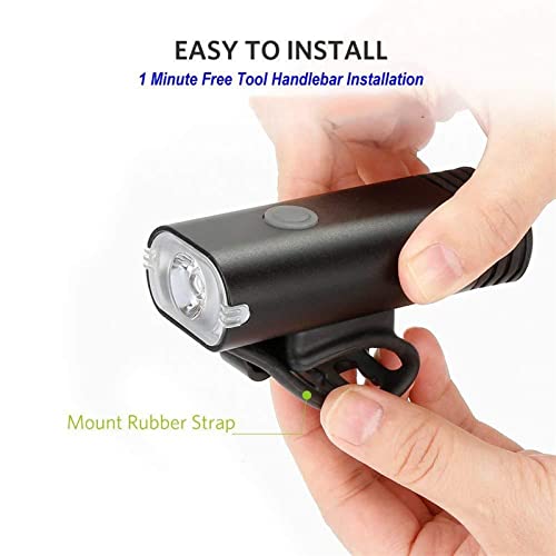 Rechargeable Bike Light Set Powerful Front and Back Lights, Bicycle Accessories for Night Riding, Aluminum Alloy Headlights