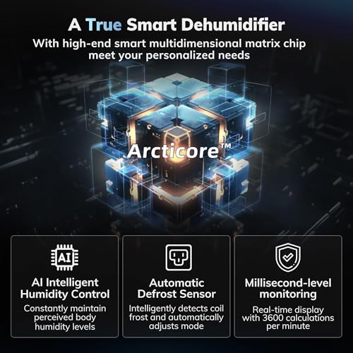 4500 Sq.Ft Most Efficient Energy Star 2025 Dehumidifier,AEOCKY Max 80 Pint/D(Standard 56Pint/D) Smart Compressor Dehumidifier with Drain Hose, Intelligent Humidistat,for Basement,Bedroom,Home,Bathroom
