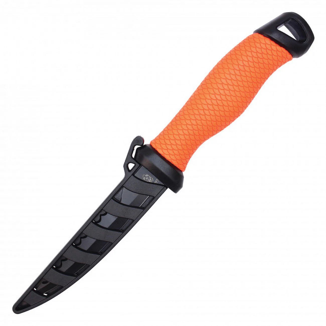 10.5" Gut Hook Filet Knife Orange Handle with Black Sheath