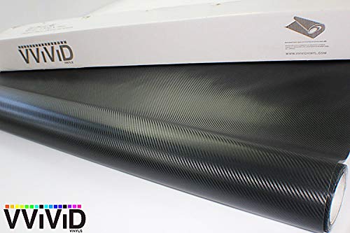 VViViD XPO Black Carbon Fiber 5ft x 1ft 8yr Car Wrap Vinyl Roll with Air Release