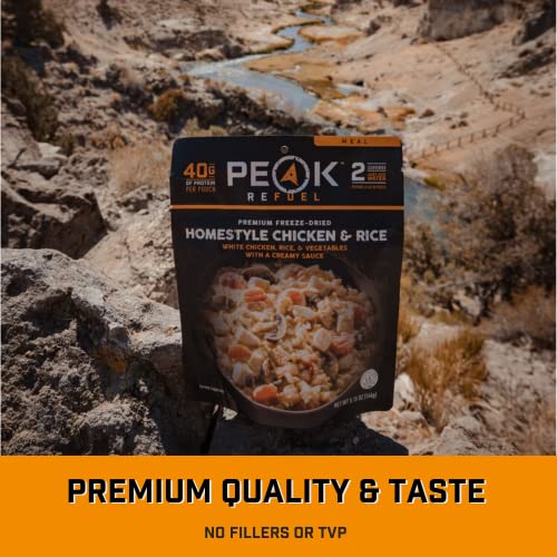 Peak Refuel Homestyle Chicken and Rice | Freeze Dried Backpacking and Camping Food | Amazing Taste | High Protein | Real Meat | Quick Prep Meals