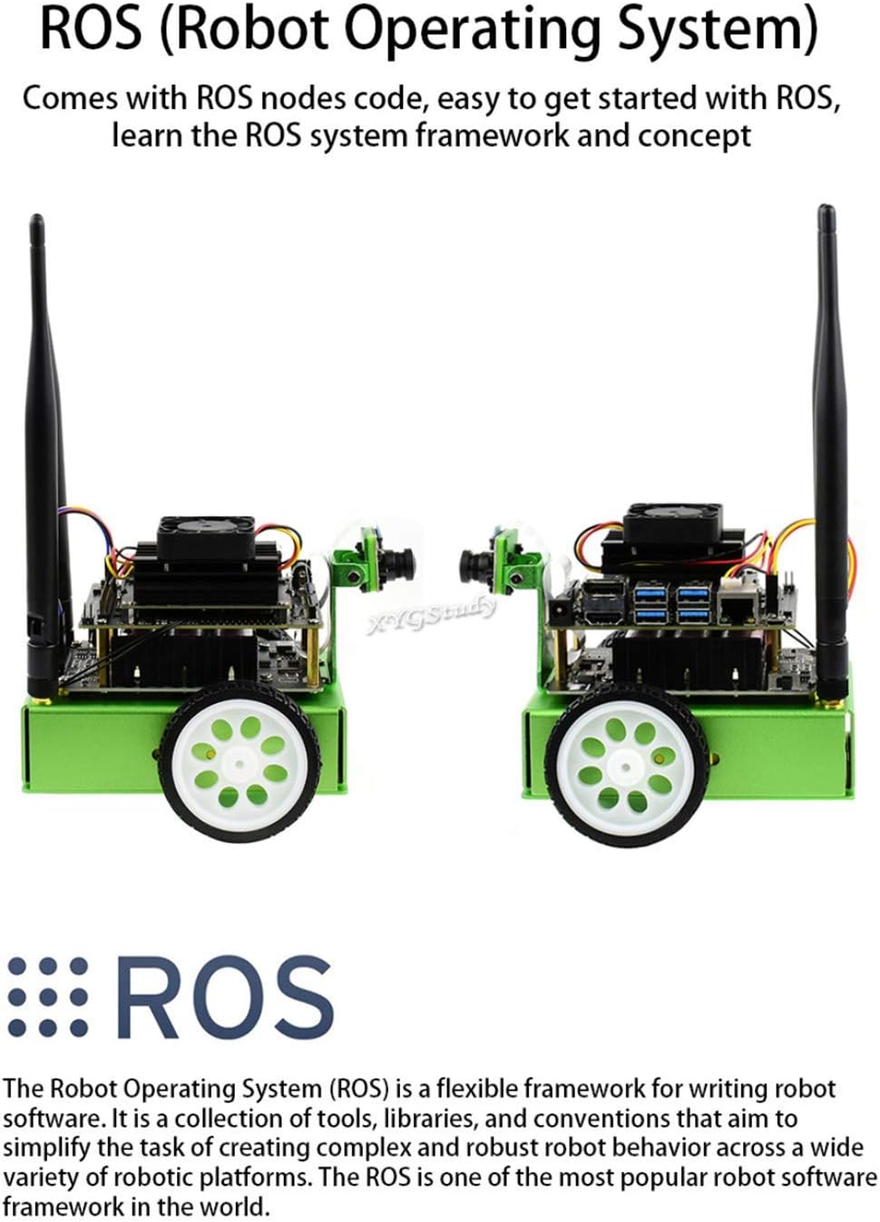JetBot AI Kit Add-ons Accessories for Jetson Nano to Build Smart Robot JetBot with Front Camera Eye and ROS Nodes Code Dual Mode Wireless WiFi Bluetooth Facial Recognition Object Tracking @XYGStudy