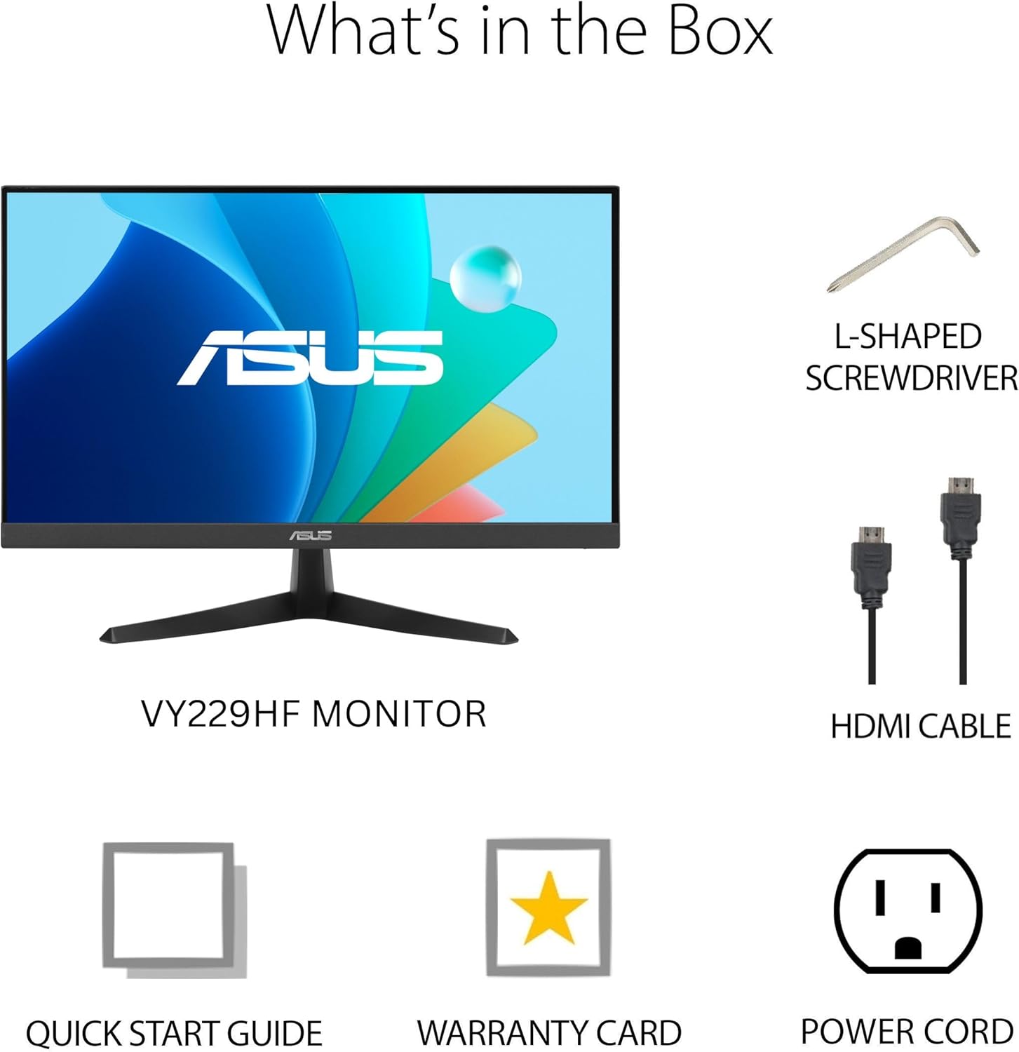 ASUS 22” (21.45" viewable) Eye Care Monitor (VY229HF) - Full HD, IPS, 100Hz, 1ms, SmoothMotion, Adaptive Sync, Eye Care Plus Technology, Blue Light Filter, Flicker Free, Tilt 3 yr Warranty