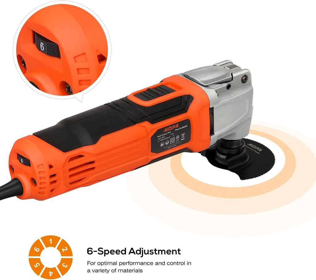 AIOPR Oscillating Multi Tool, 2.4Amp Oscillating Saw 6 Variable Speed, 4° Oscillating Angle with 40pcs Accessories Pack of 2