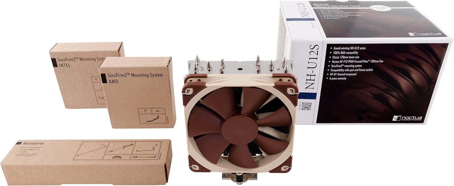 Noctua NH-U12S, Premium CPU Cooler with NF-F12 120mm Fan (Brown) Pack of 2