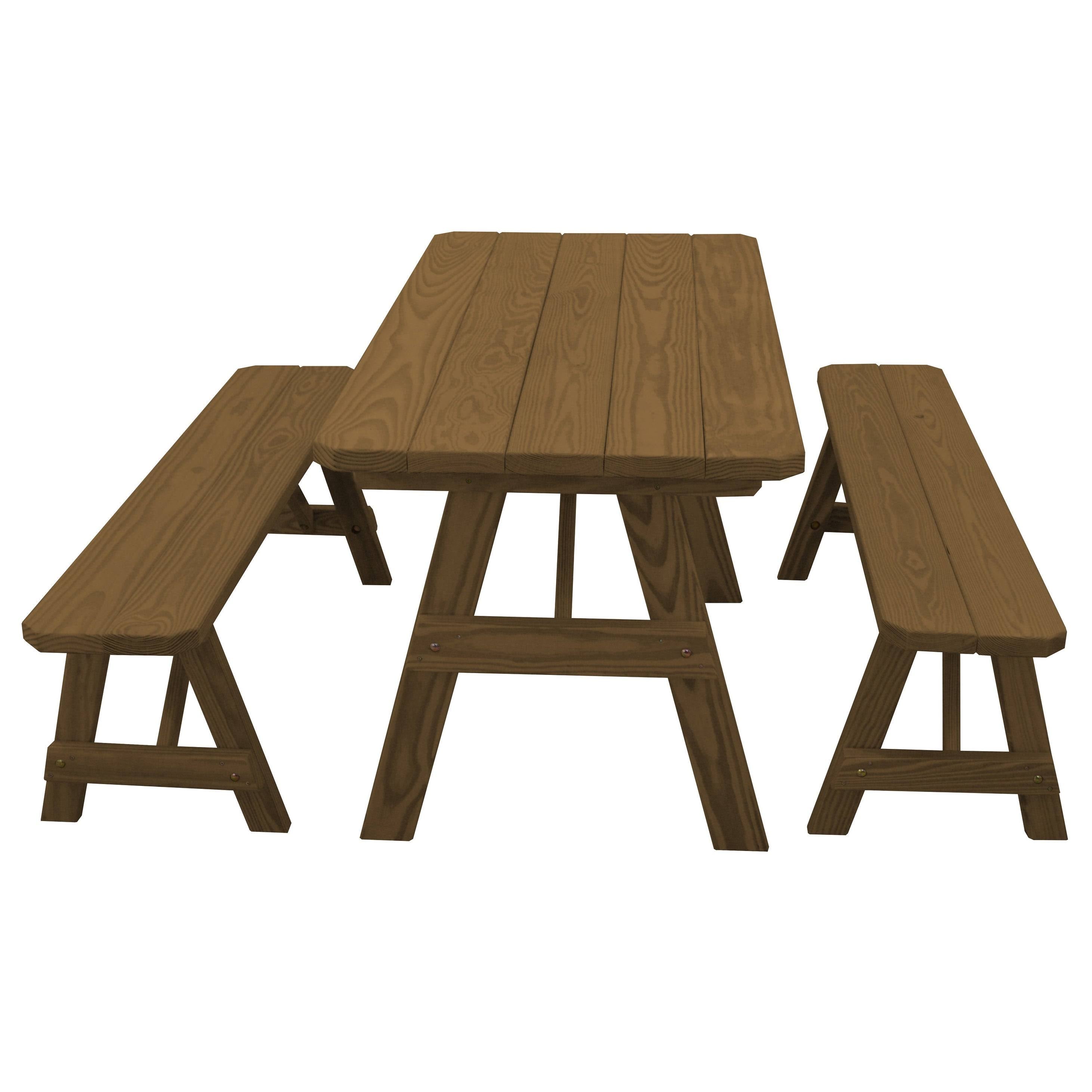 Pine 5' Traditional Picnic Table with 2 Benches - Mushroom Stain