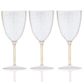VeZee Disposable Plastic Gold Glitter Disposable Wine Glasses Goblet 7 Oz Pack of 16