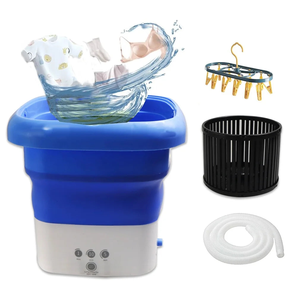Portable Washing Machine, Foldable Mini Washer and Dryer Combo, Small Foldable Bucket Washer for Baby Clothes, Underwear or Small Items, Apartment, Dorm, Camping, RV Travel laundry