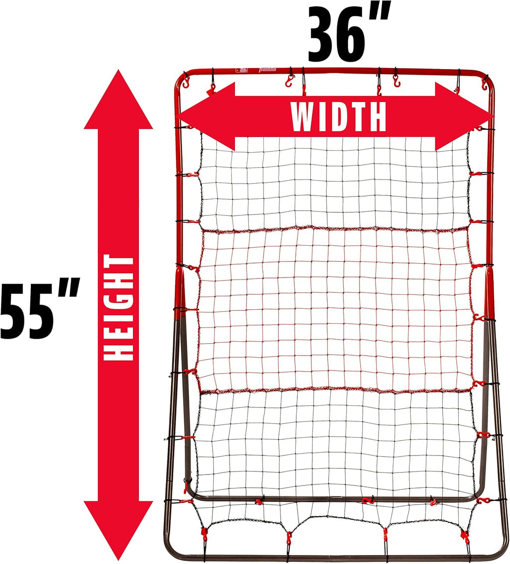Franklin Sports Baseball Pitching Target and Rebounder Net - 2-in-1 Switch Hitter Pitch Trainer + Pitchback Net - Pitching Target with Hitter + Strikezone, Red