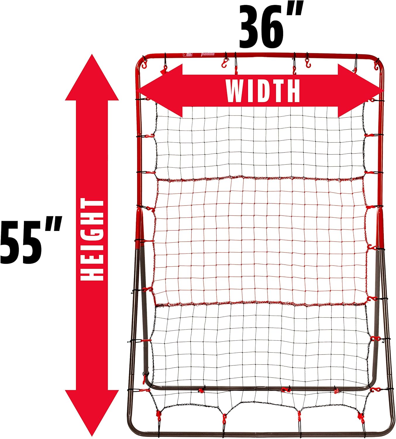 Franklin Sports Baseball Pitching Target and Rebounder Net - 2-in-1 Switch Hitter Pitch Trainer + Pitchback Net - Pitching Target with Hitter + Strikezone, Red