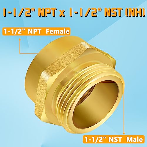 Fire Hydrant Hose Adapter, Hex Nipple Fire Hose Fitting Double Male Brass Fire Hydrant Adapter