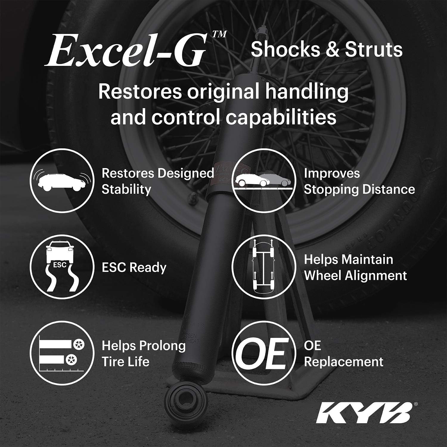 KYB 344381 Excel-G Gas Shock, Black, Silver