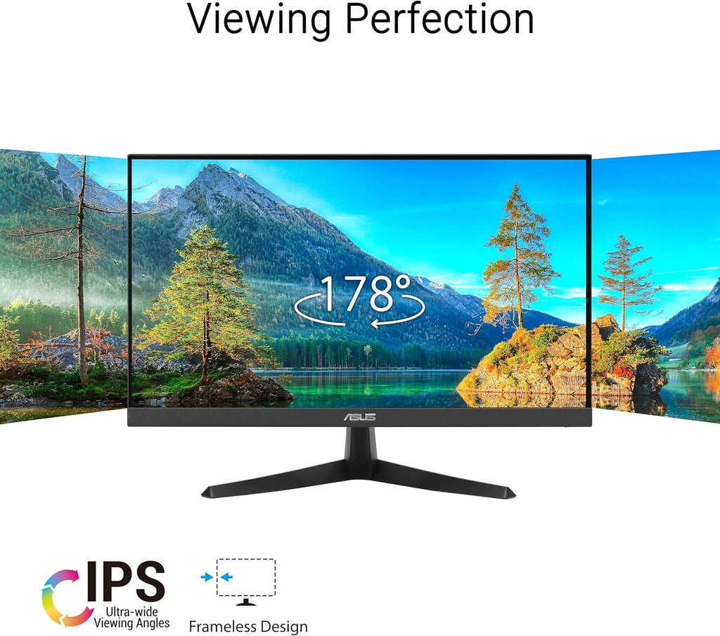 ASUS 22” (21.45" viewable) Eye Care Monitor (VY229HF) - Full HD, IPS, 100Hz, 1ms, SmoothMotion, Adaptive Sync, Eye Care Plus Technology, Blue Light Filter, Flicker Free, Tilt 3 yr Warranty