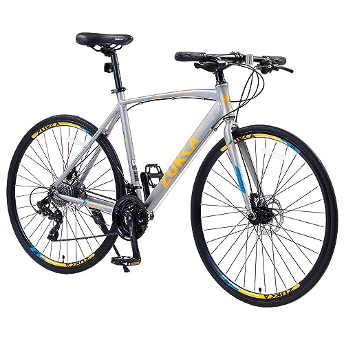 700C Wheel Road Commuter Bike, 700C Road Bike,24 Speed Hybrid Road Bicycle with Light Aluminum Alloy Frame for Adult Men and Women，Heavy Duty Racing Bike Up to 330LBS,4 Colors