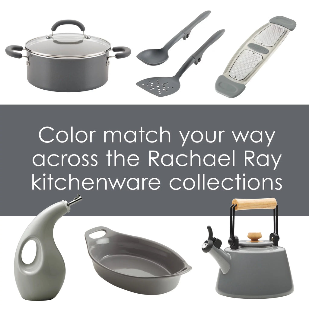 Rachael Ray Kitchen Prep Garbage Bowl, Veg-a-Peel, and Bench Scrape Set, 3-Piece, Sea Salt Gray