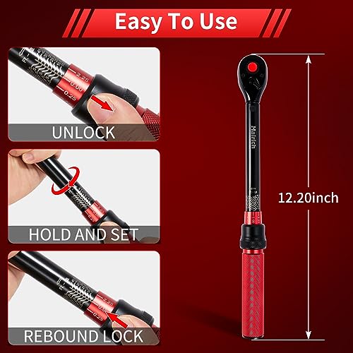 3/8-Inch Torque Wrench, Dual-direction 10-45ft.lb/13.6-61Nm, 72-Tooth Dual Range Scales Torque Wrench with Quick Release Reversible Head for Bike/Bicycle