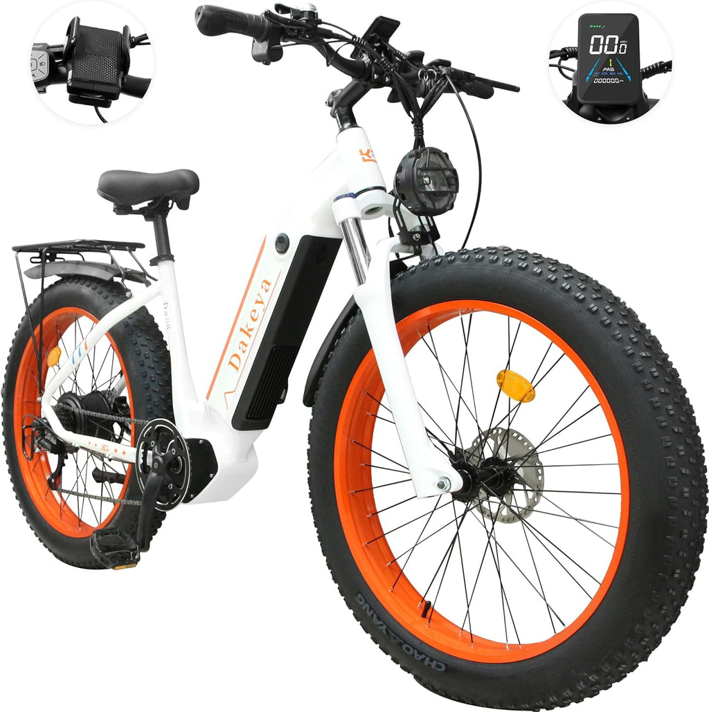 Da08 Electric Bike for Adults,1000W Brushless Motor,7-Speed with Removable 48V 15AH Battery,26" x 4.0 Fat Tire Electric Bike Up to 31MPH Off Road Beach Mountain Electric Bicycle.