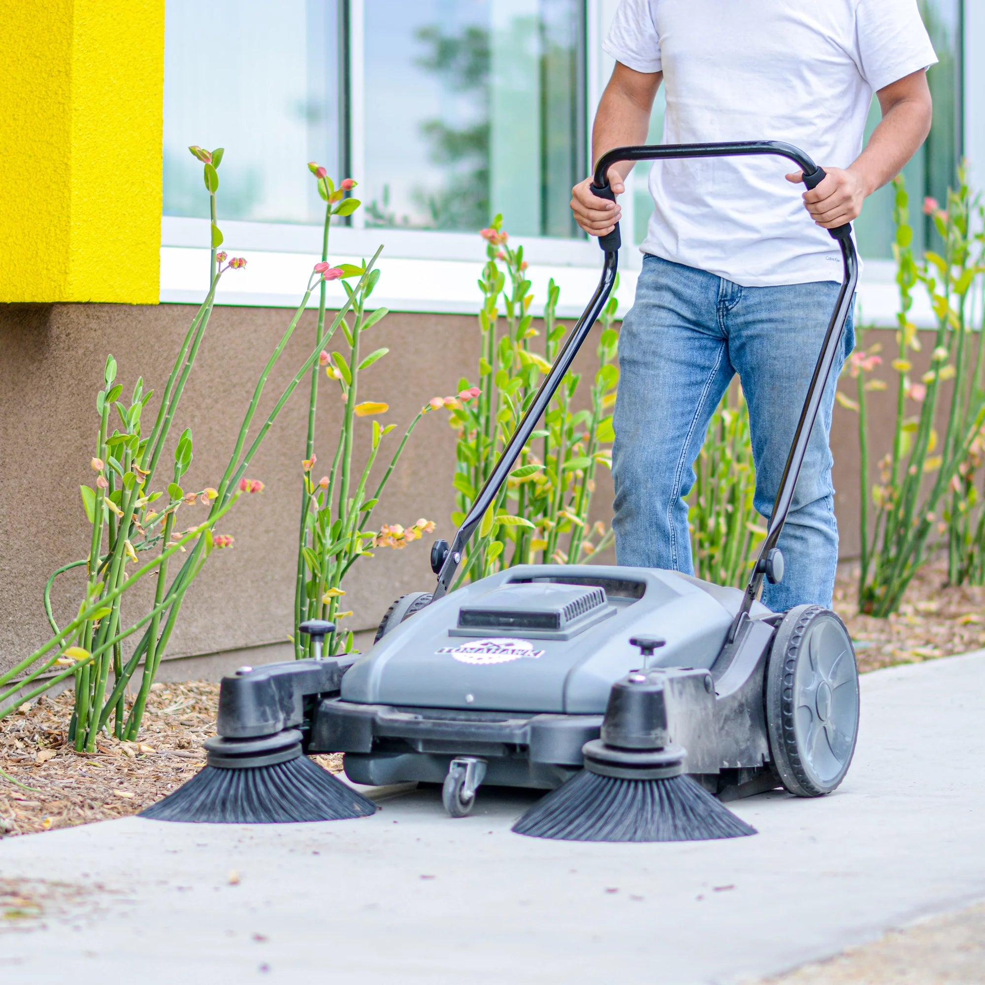 Tomahawk Power TOS38 38" Walk Behind Push Sweeper w/ Triple Power Side Brooms