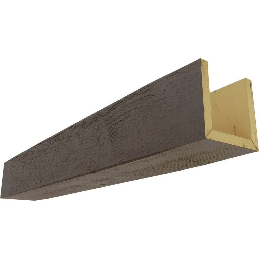 Ekena Millwork BMRS3C0040X080X096HD 4x22W x 8x22H x 8&L 3-Sided (U-beam) Rough Sawn Endurathane Faux Wood Ceiling Beam, Natural