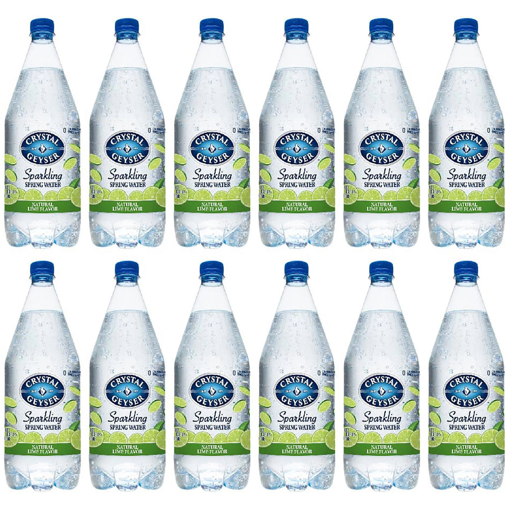 Crystal Geyser Natural Flavored Sparkling Spring Water, Lime, 12 Pack, Large 42 oz Bottles, No Artificial Ingredients or Sweeteners, Carbonated, Non GMO