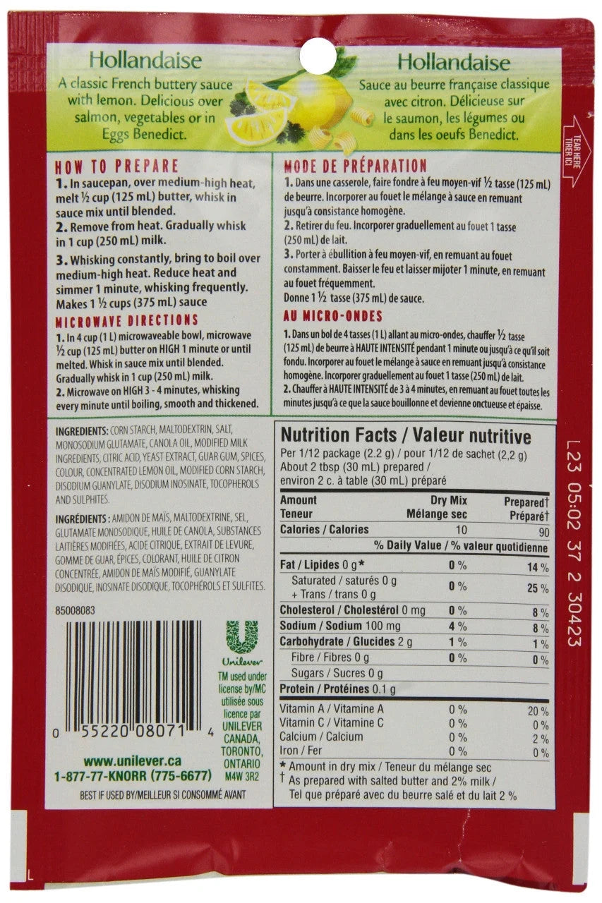 Knorr Classic Sauce Mix, Hollandaise, 26g/.9 oz., (6 Pack) {Imported from Canada}