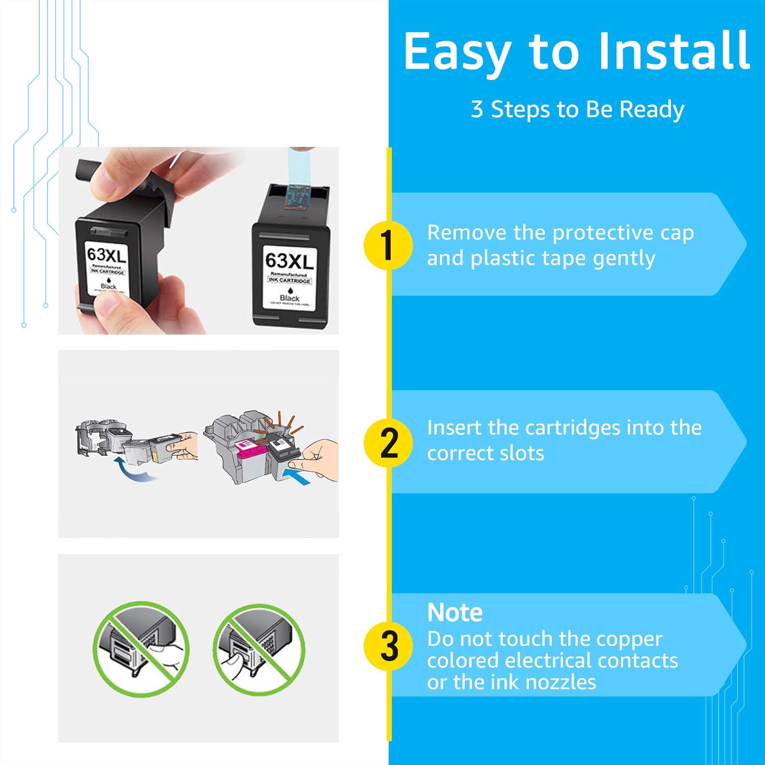 Palmtree Remanufactured Ink Cartridge Replacement for HP 63 XL 63XL for HP Envy 4520 4512 Officejet 3830 4650 5258 5255 4655 3833 Deskjet 1112 3631 Printer (2 Black) Pack of 2