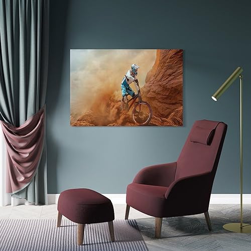 THAELY Bike Canvas Wall Art Bike Cyclocross Pictures Wall Decor Print Bike Cyclocross Posters Extreme Sport Canvas Painting Posters And Prints Wall Art Pictures for Living Room Bedroom Decor