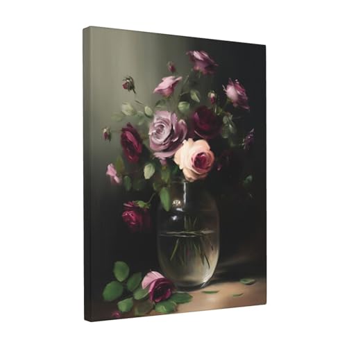 WEASYYDS Watercolor Gothic Rose Flower Canvas Wall Art Rustic Plant Floral Prints Decorative Aesthetic Poster Picture Decor Vintage Painting Art for Home Room Livingroom Bedroom Unframed