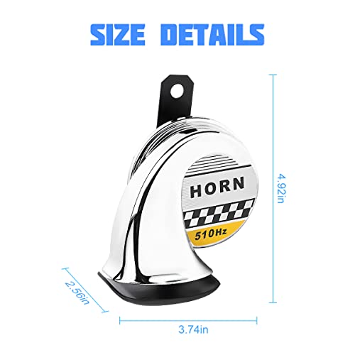 115DB 510Hz Snail Air Horn, 12V Waterproof Loud Electronic High Tone Horn, Single Sound Siren Voice Speaker, Auto Accessories Universal for Car, Motorcycle, Scooter, Bicycle, Boat, Train