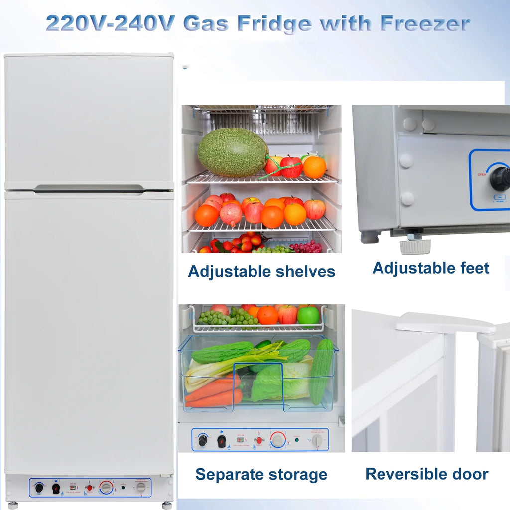 Smad Propane Refrigerator 110V/Propane Fridge up Freezer 9.3 Cu ft Large Capacity off Grid