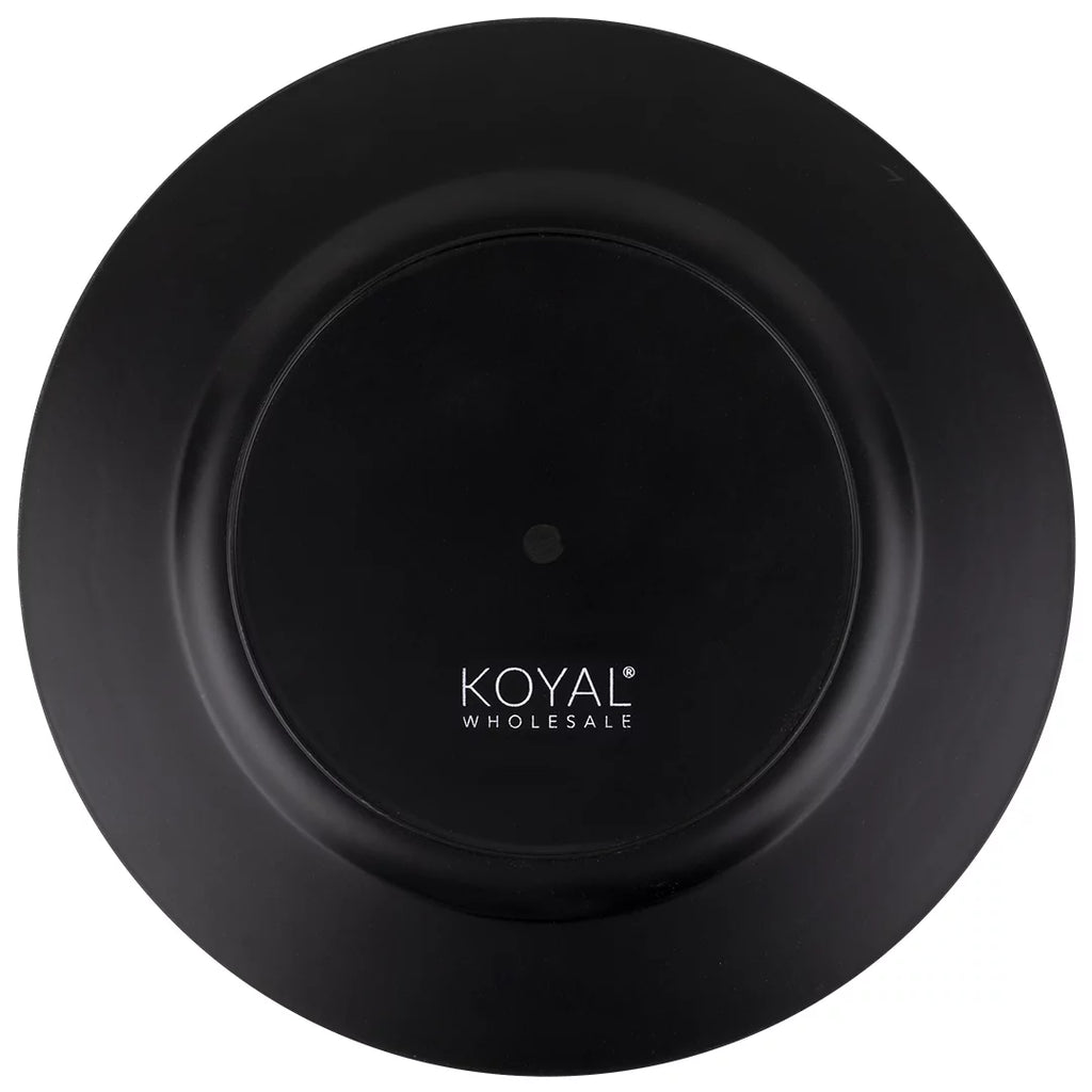 Koyal Wholesale Black Acrylic Charger Plates Round Vintage Lace, Set of 4