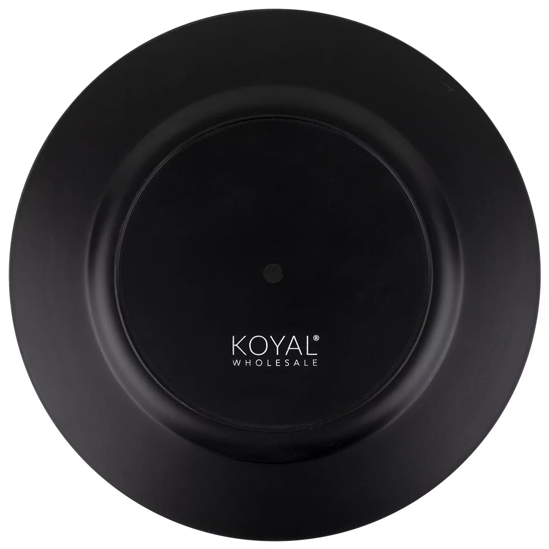 Koyal Wholesale Black Acrylic Charger Plates Round Vintage Lace, Set of 4