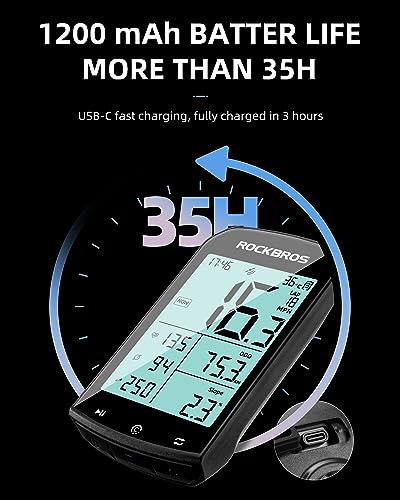 ROCKBROS Bike Computer Wireless Cycling Computers ANT+ Bluetooth Bike Speedometer Odometer Bicycle Computer with Speed Cadence Sensor for Riding Cycling Waterproof 2.9inch LCD Screen