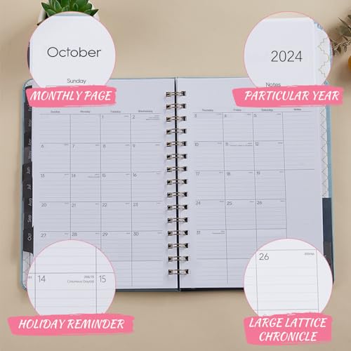 2024 Planner,Weekly and Monthly Academic Planner 2024 Spiral Bound,6.4"x8.5",Jan 2024-Dec 2024,Agenda Daily Planner Calendar Planner 2024 with Tabs(Brown)