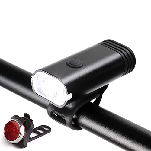 Rechargeable Bike Light Set Powerful Front and Back Lights, Bicycle Accessories for Night Riding, Aluminum Alloy Headlights