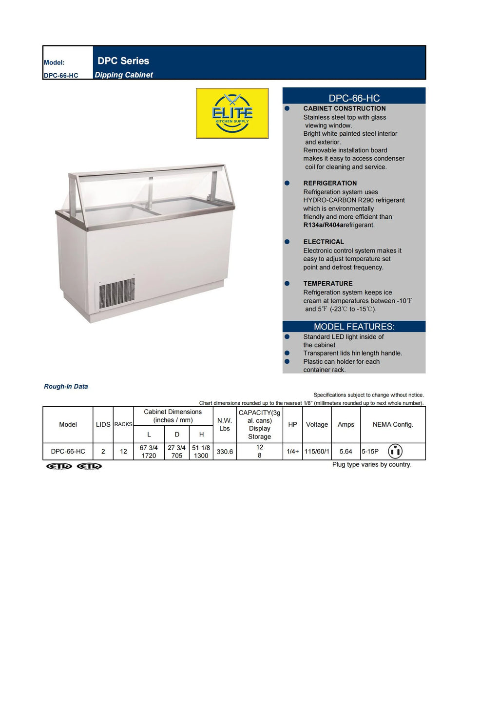 68 in. 12 Tub Ice Cream Gelato Dipping Cabinet Display Freezer, Understorage Big Capacity, Viewing Window, White