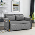 54" Velvet Loveseat, Modern Convertible Sofa Detachable Arm Pockets, Comfortable Couch with Pull Out Bed and 2 Pillows for Living Room Apartment Office, Gray