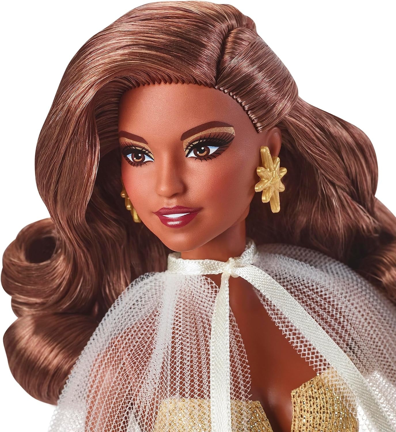 2023 Holiday Barbie Doll, Seasonal Collector Gift, Barbie Signature, Golden Gown and Displayable Packaging, Dark Brown Hair