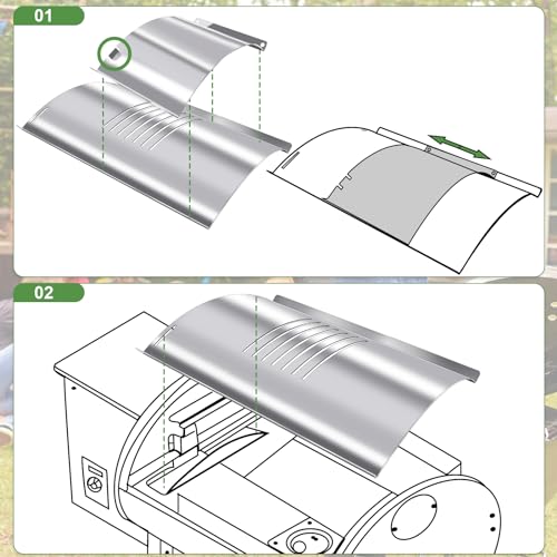 Hiorucet Flame Broiler Slide Cover and Bottom Kits for Pit Boss 820/1000 / 1100 Series Pellet Grill. Pit Boss Pellet Smoker Accessories.