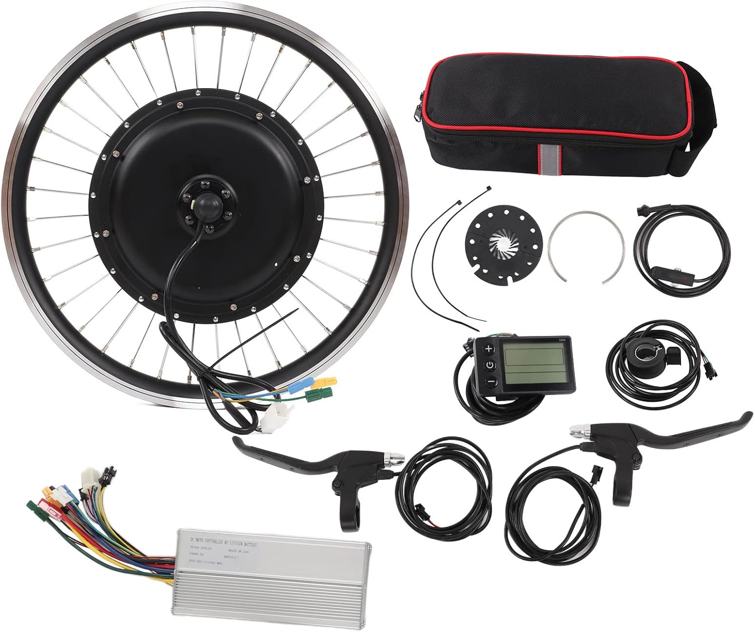 VBESTLIFE Rear Wheel E-Bike Conversion Kit, 20 Inch Electric Bicycle 48V 1500W Rear Drive Motor Wheel Kit with 35A Controller LCD S866 Meter for Electric Bike Modification DIY