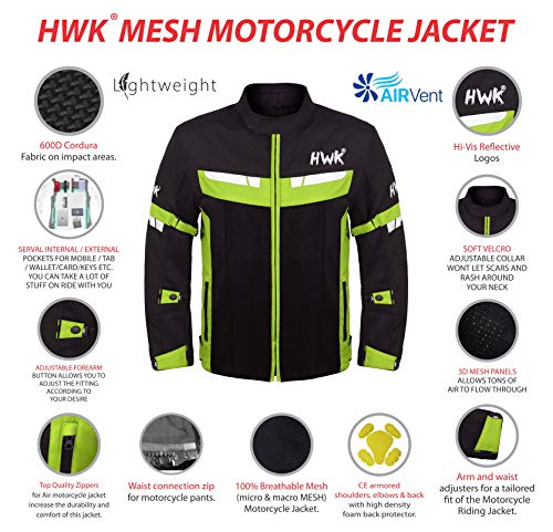 HWK Mesh Motorcycle Jacket Riding Air Motorbike Jacket Biker CE Armored Breathable