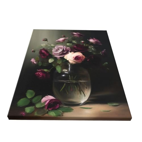 WEASYYDS Watercolor Gothic Rose Flower Canvas Wall Art Rustic Plant Floral Prints Decorative Aesthetic Poster Picture Decor Vintage Painting Art for Home Room Livingroom Bedroom Unframed