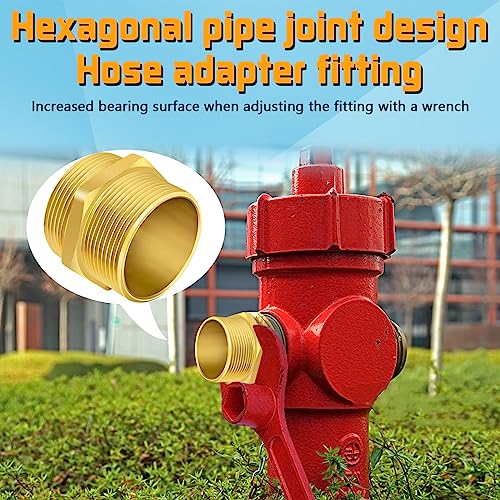 Fire Hydrant Hose Adapter, Hex Nipple Fire Hose Fitting Double Male Brass Fire Hydrant Adapter