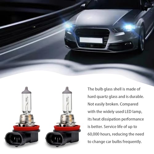 jokormo 2 PCS H11 Automotive Halogen Bulb, 12V 55W Quartz Lamp Super Bright Beam Low Beam/High Beam Fog Light Replacement, All-in-one Plug Play Bulb, Automotive Lighting Accessories