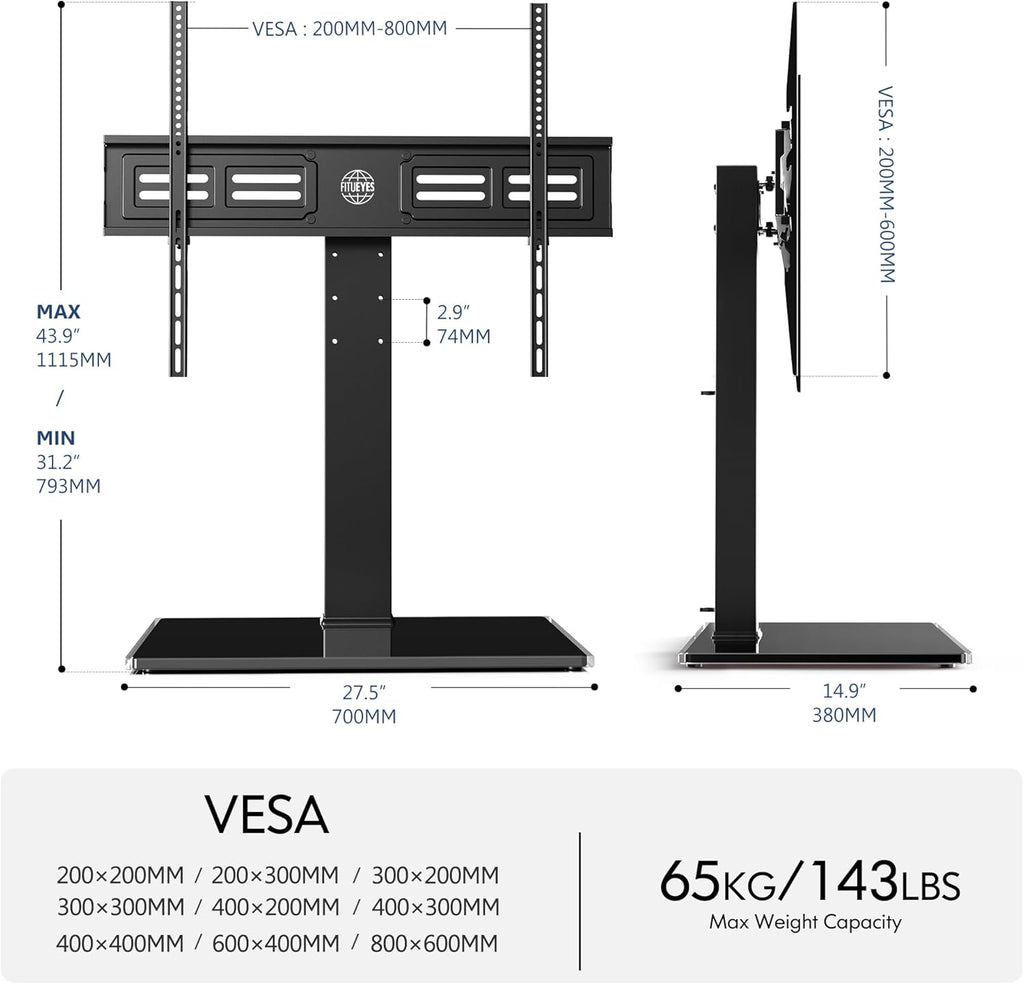 FITUEYES Table Top TV Stand for 50-85 inch TVs and Rolling TV Stand for 32-75 Inch TVs