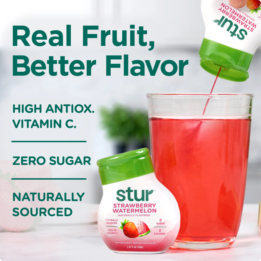 Stur - Strawberry Waternelon, Liquid Water Enhancer Drink Mix, 1.62 fl oz Bottle (10 Pack)