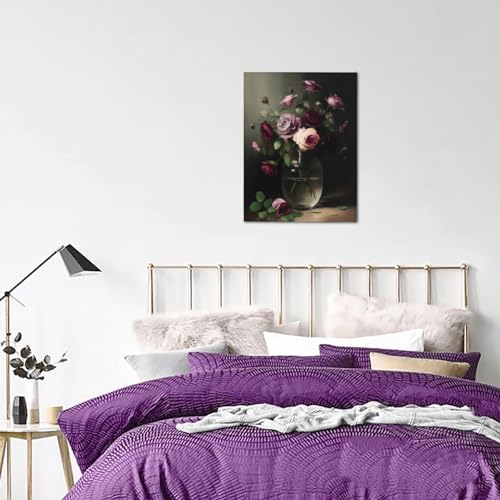 WEASYYDS Watercolor Gothic Rose Flower Canvas Wall Art Rustic Plant Floral Prints Decorative Aesthetic Poster Picture Decor Vintage Painting Art for Home Room Livingroom Bedroom Unframed