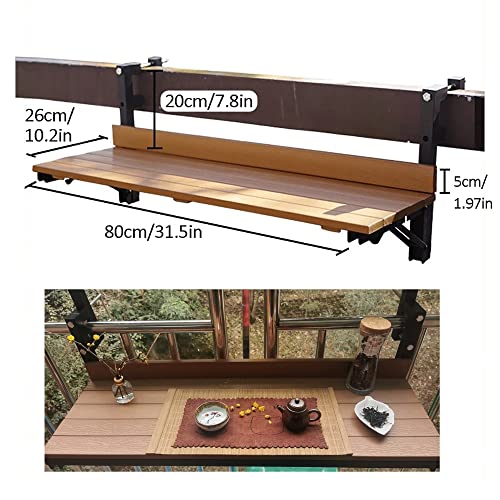 Balcony Bar Table For Railings,outdoor Bar Table,Folding Side Table,Small Folding Space Saving Serving Desk,Wall-Mounted Side Tables For Patio,for Patio,Garden,Porch,80*26cm/31.4*10.2in ( Color : Wood