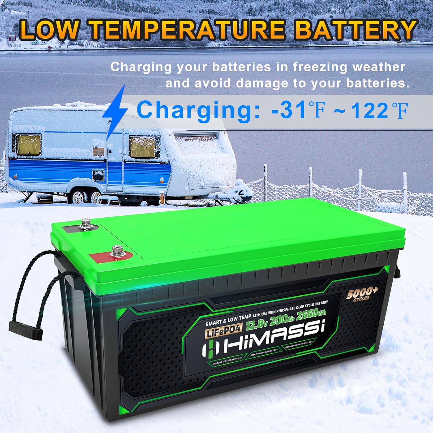 12V 100Ah LiFePO4 Battery 50A BMS Lithium Iron Phosphate Deep Cycle Battery Pack for Trolling Motor, Solar Energy Storage, RV, Camper, Marine, Home Backup, Off-Grid System, Lead Acid Replacement